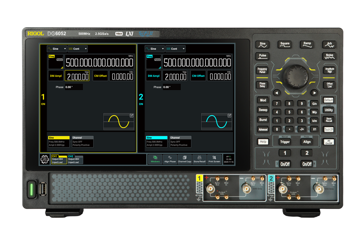Rigol DG6052: larghezza di banda di 500 MHz 2 canali