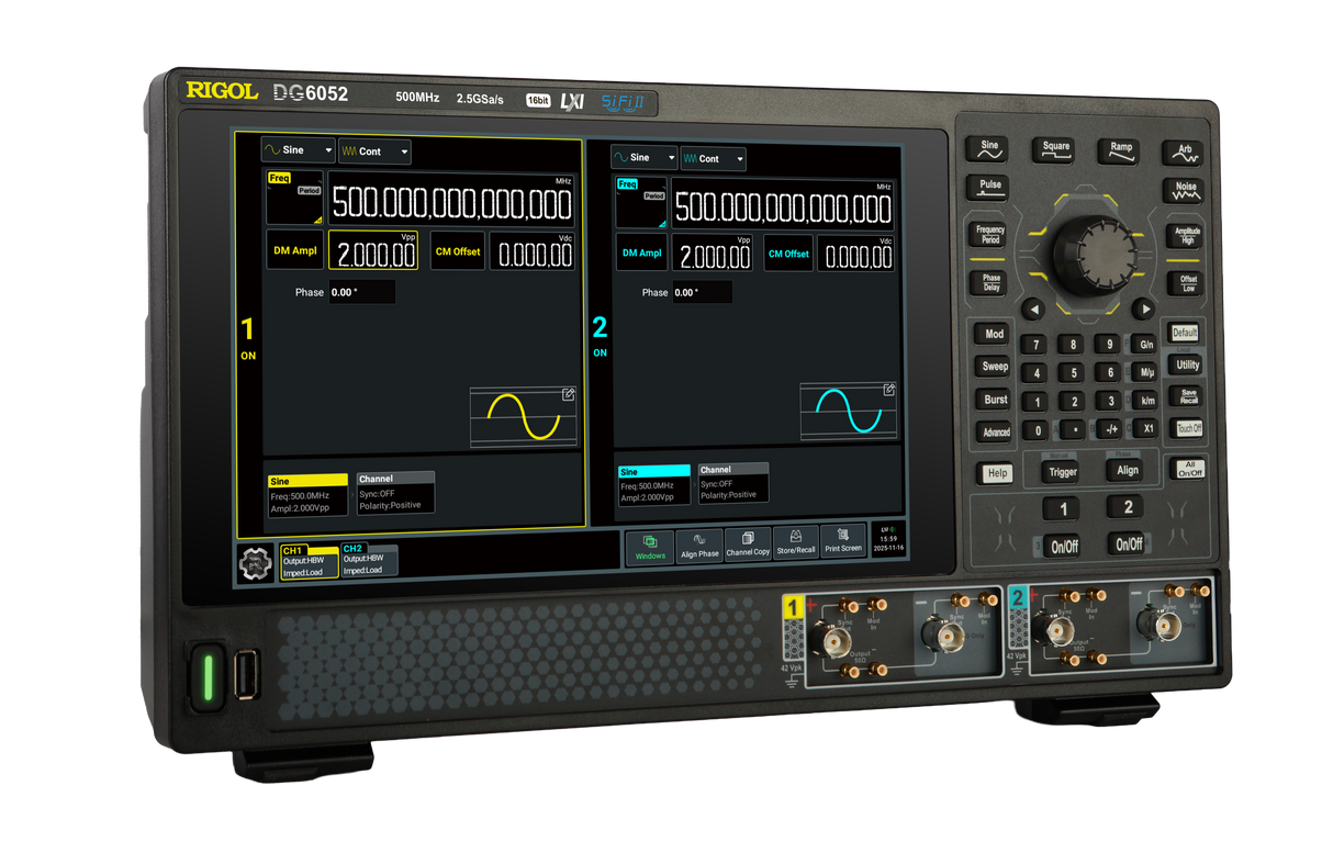 Rigol DG6052: larghezza di banda di 500 MHz 2 canali