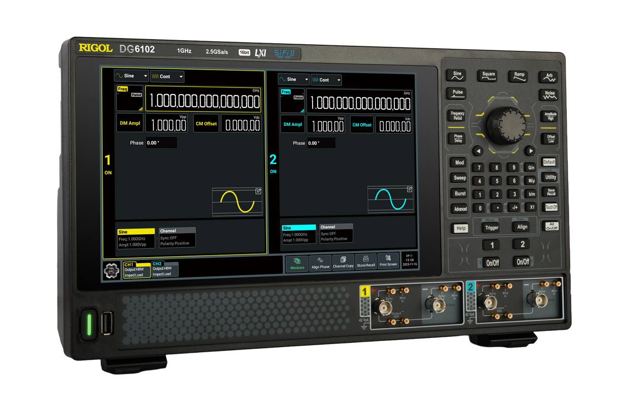 Rigol DG6102: larghezza di banda 1000 MHz 2 canali