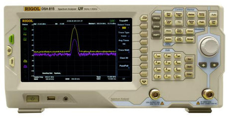 Rigol DSA815 spectrum analyzer displaying an RF spectrum