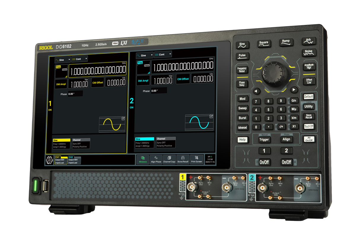 Rigol DG6102: larghezza di banda 1000 MHz 2 canali