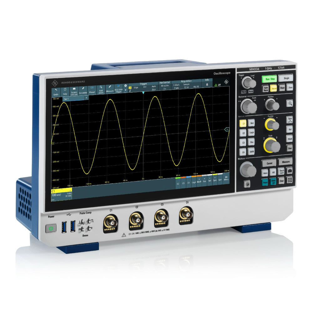 Oscilloscopio R&S® MXO34 5PK a 12 bit, 500 MHz, 4 canali, con opzione pacchetto PK1
