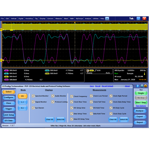 Prodigy PGY-I2S-NL Software di decodifica del protocollo Node Locked (per oscilloscopio Tektronix Windows)