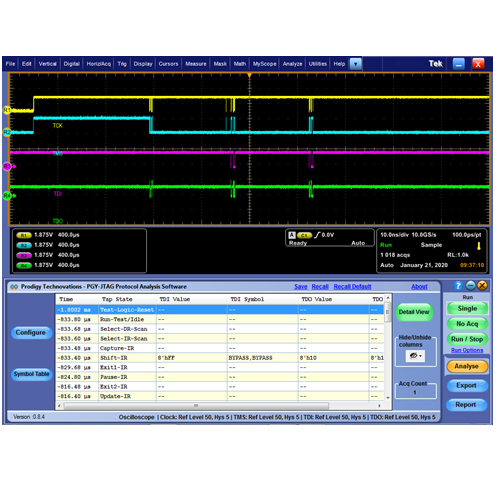 Prodigy PGY-JTAG-NL protocol decoder software Node Locked ( for Tektronix Windows Oscilloscope )